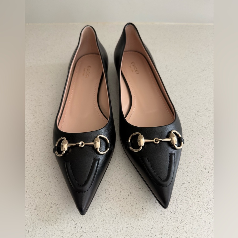 SOLD Gucci Erin Ballet Flats Black Leather Size EU 39 US 9